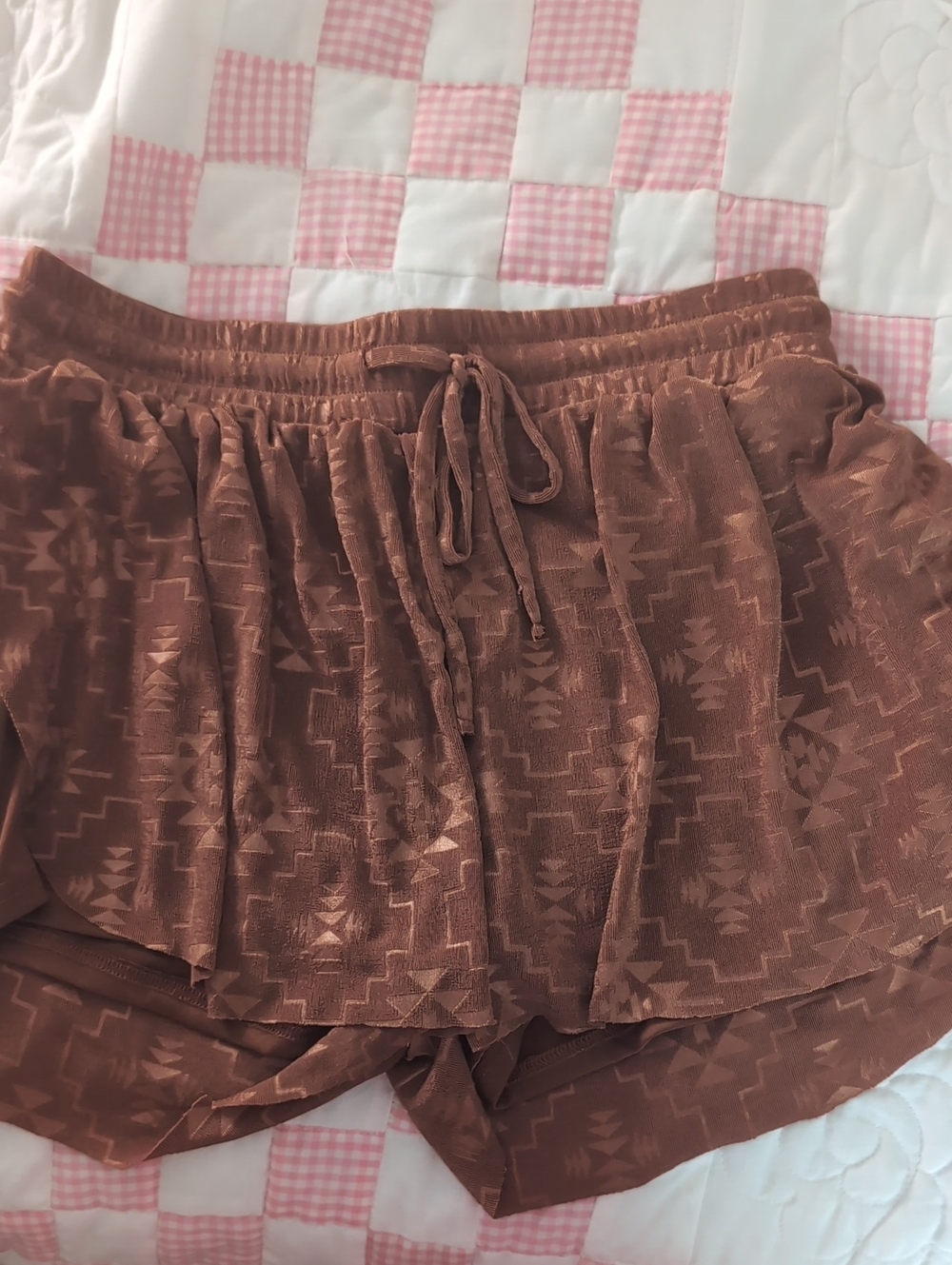 Aztec Rust Brown Layered Shorts